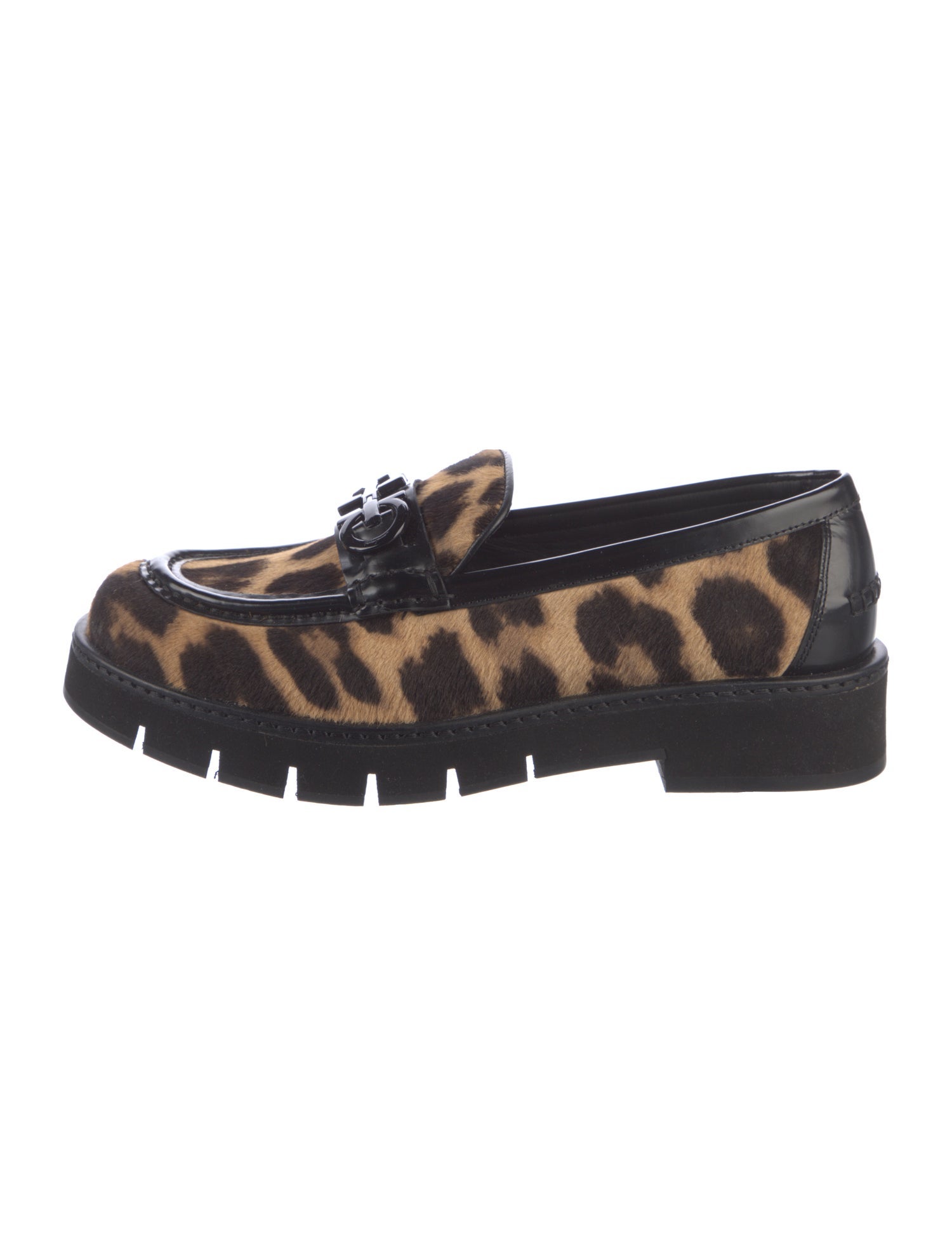 Ferragamo Fur Animal Print Loafers