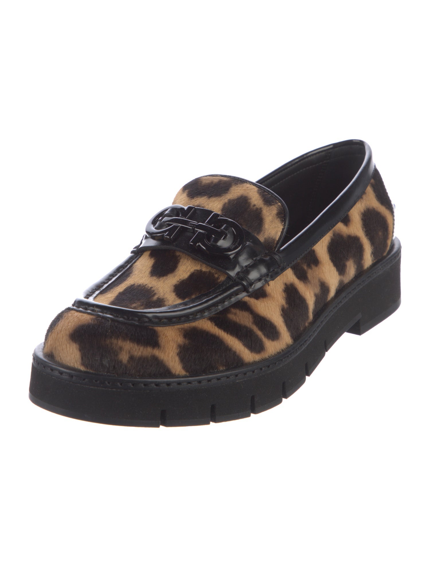 Ferragamo Fur Animal Print Loafers