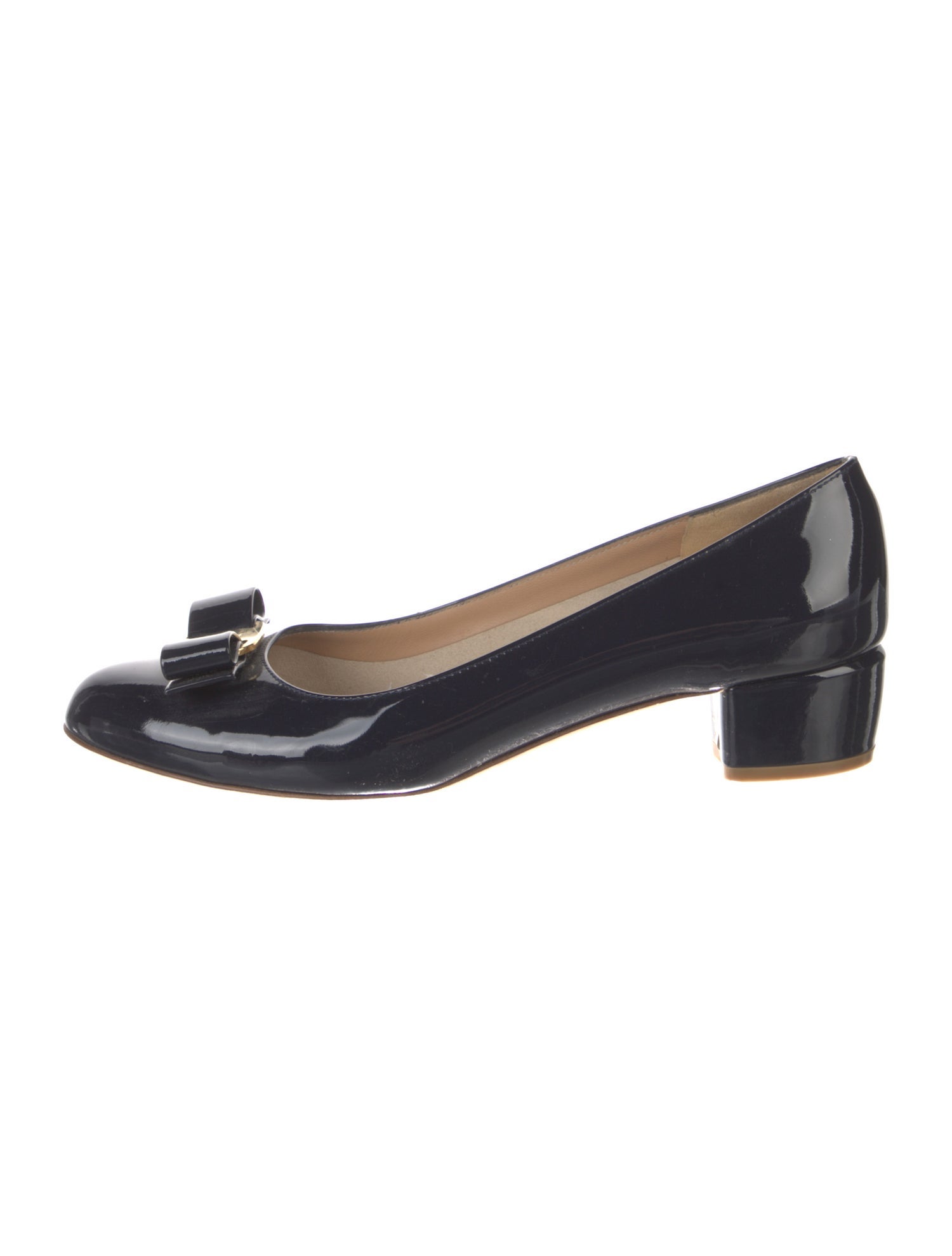 Ferragamo Vara Bow Accent Patent Leather Flats