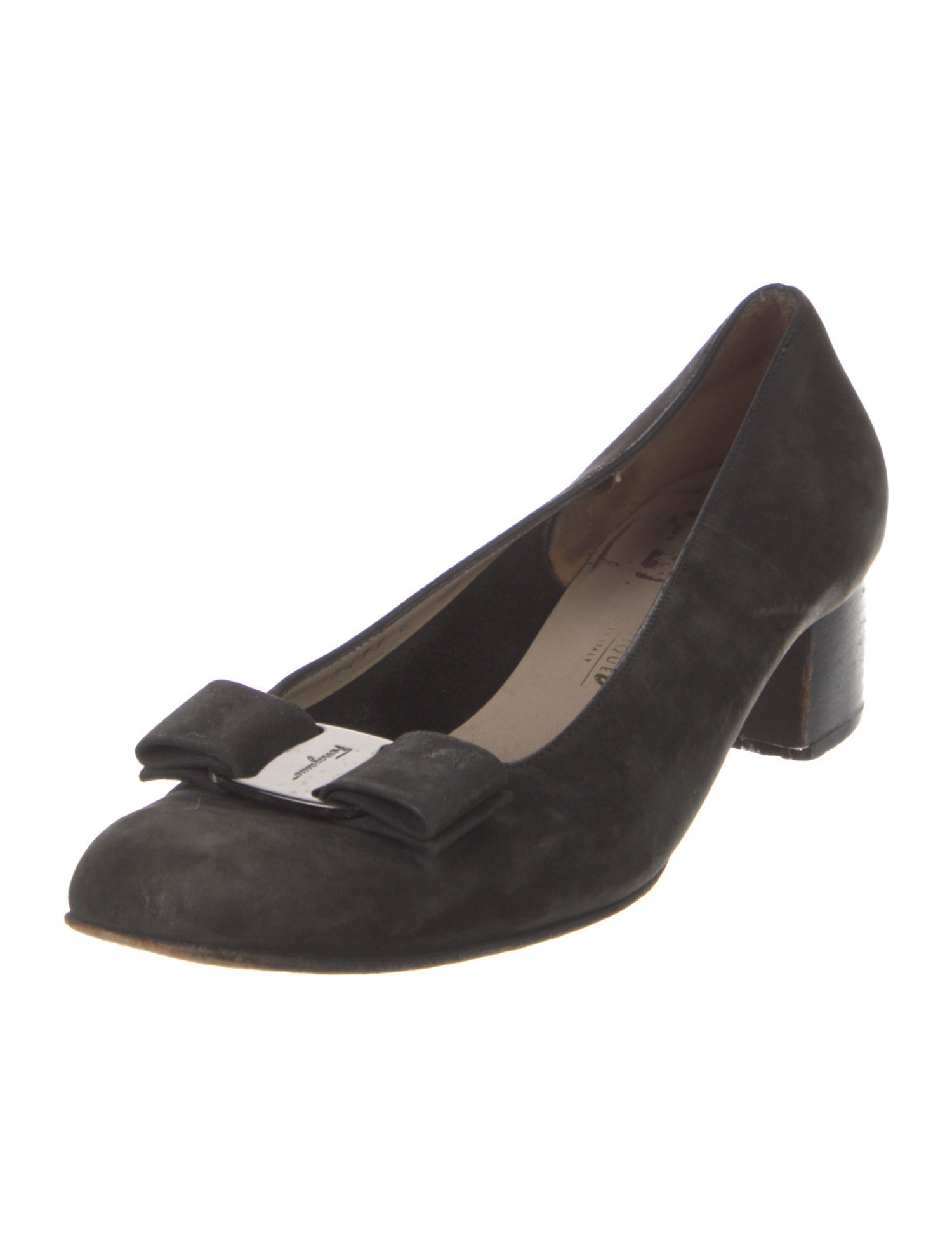 Ferragamo Suede Bow Accents Pumps