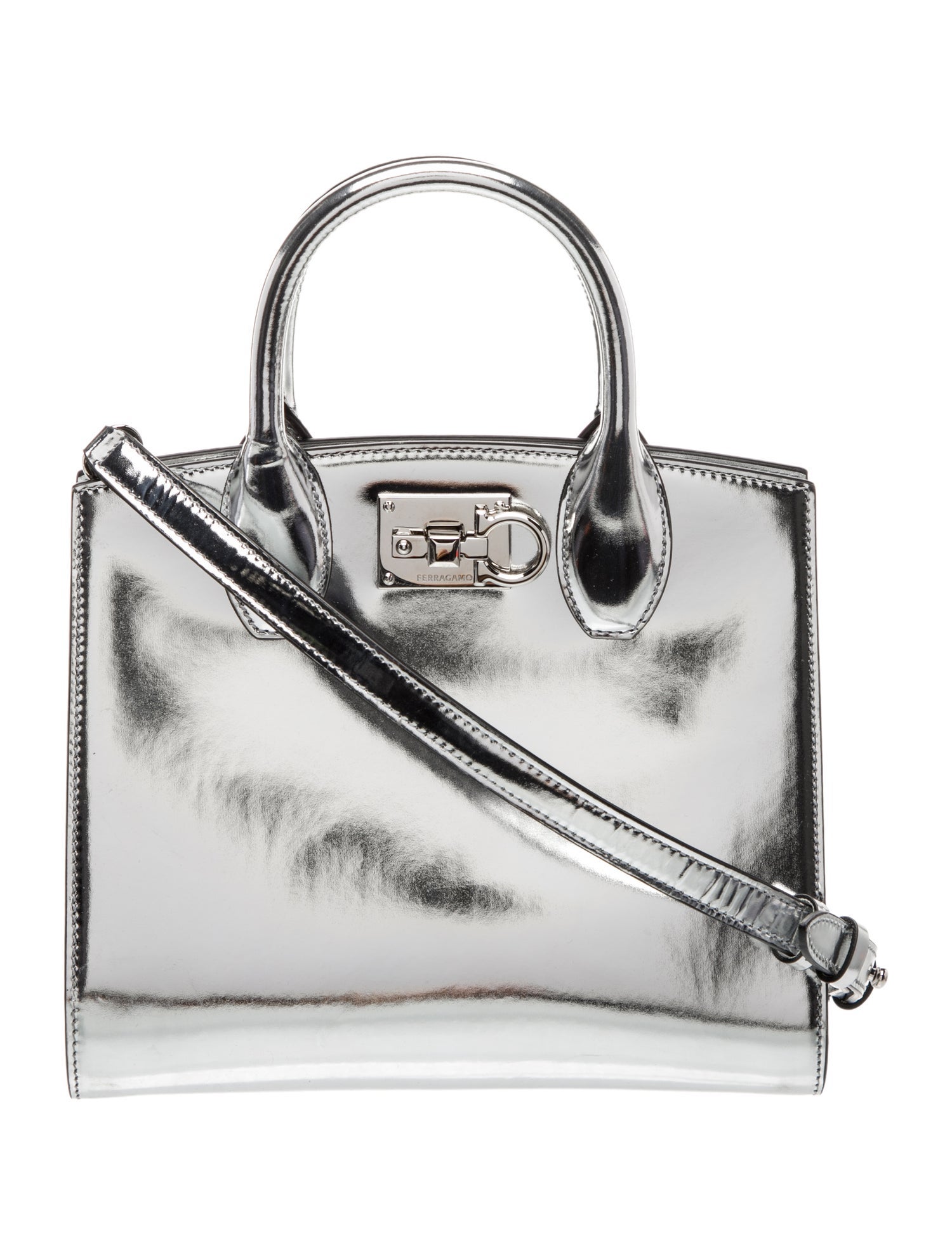 Ferragamo Patent Leather Top Handle Bag Small