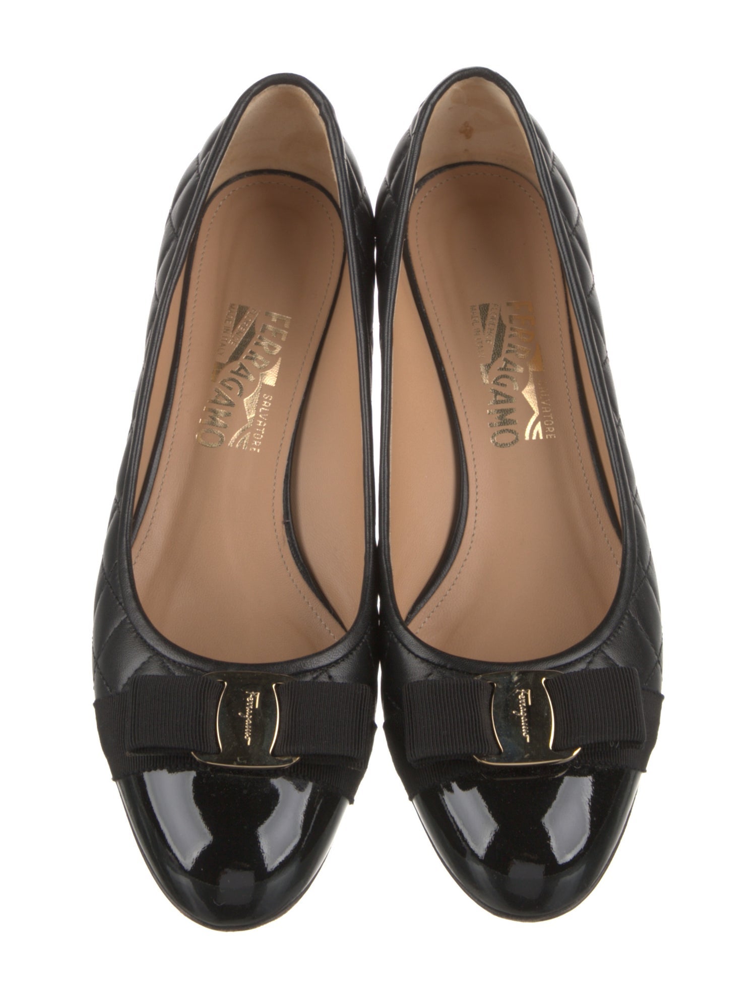 Salvatore Ferragamo Leather Bow Accents Pumps