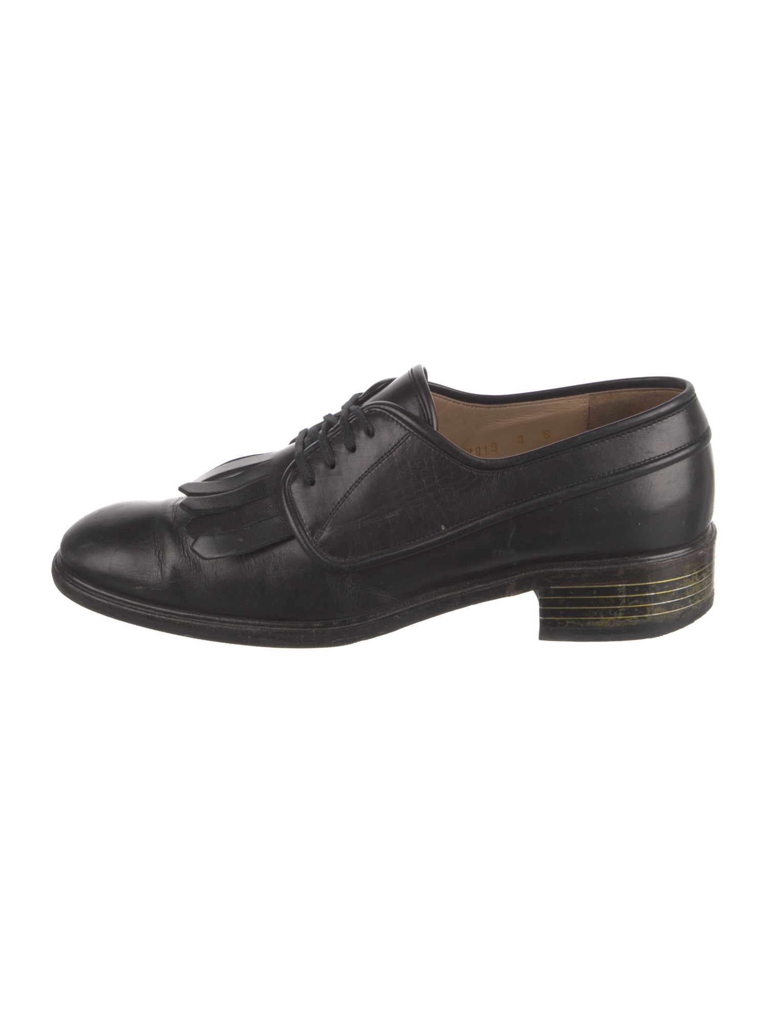 Ferragamo Leather Fringe Trim Accent Oxfords