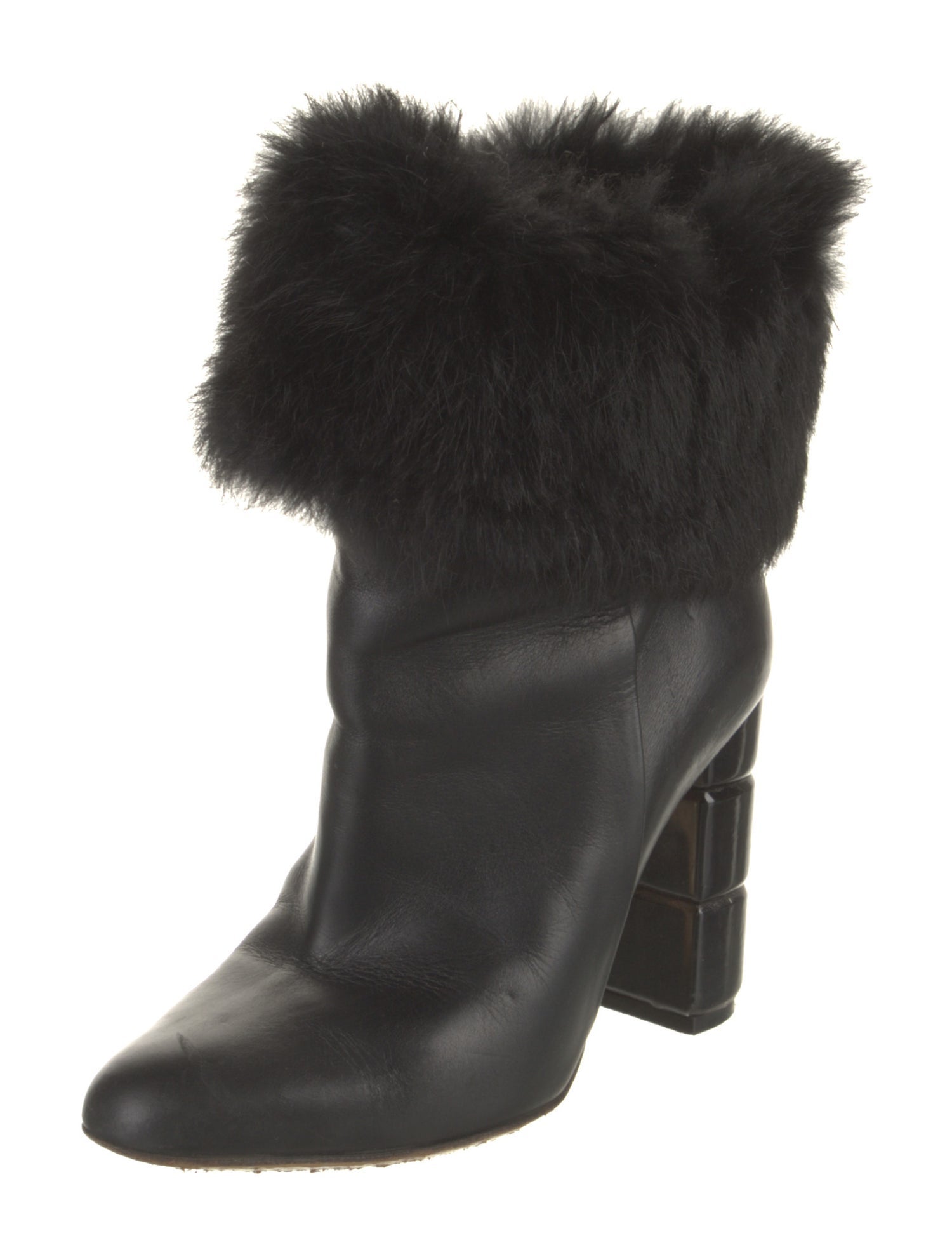 Ferragamo Leather Polka Dot Print Boots