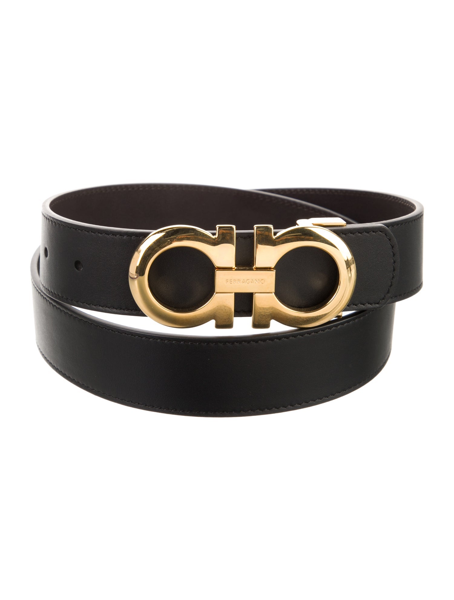 Ferragamo Gancini Logo Leather Belt