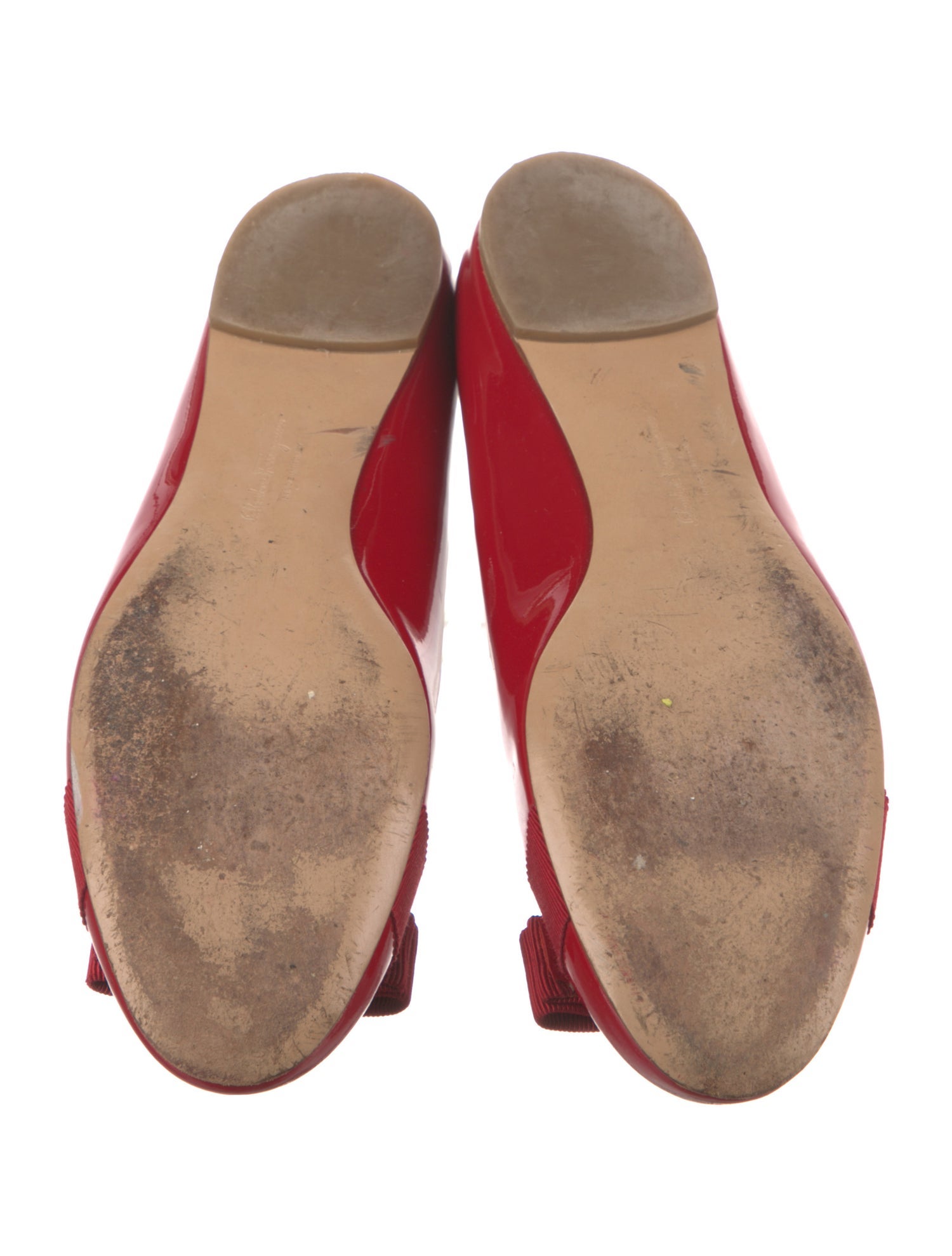 Ferragamo Vara Bow Accent Patent Leather Ballet Flats