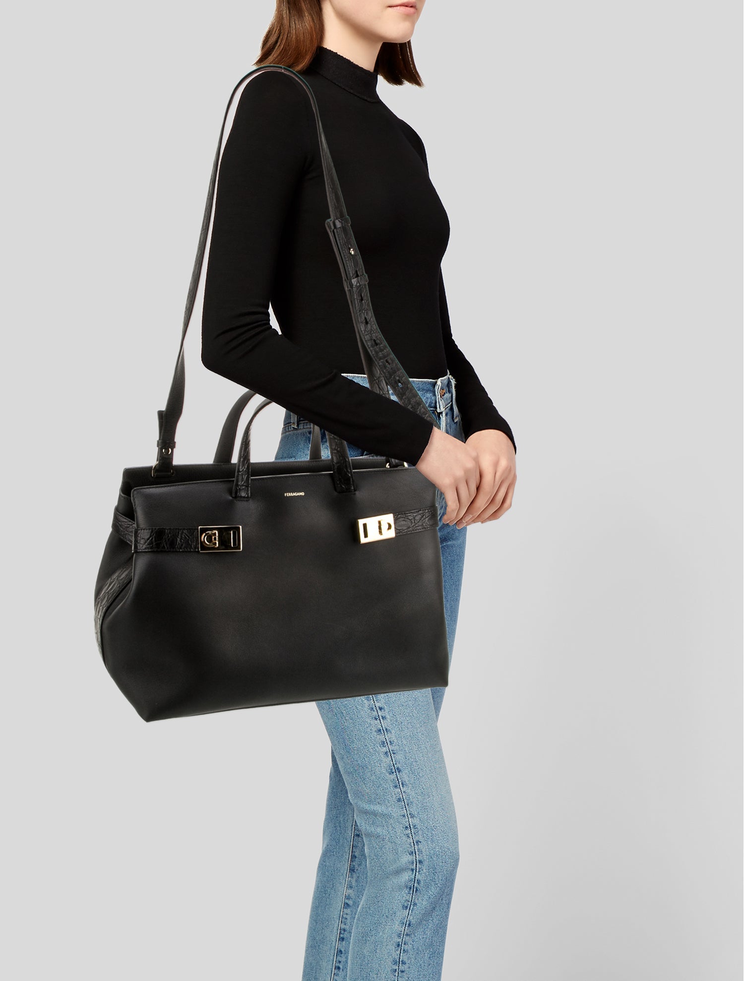 Ferragamo Leather Weekender Bag