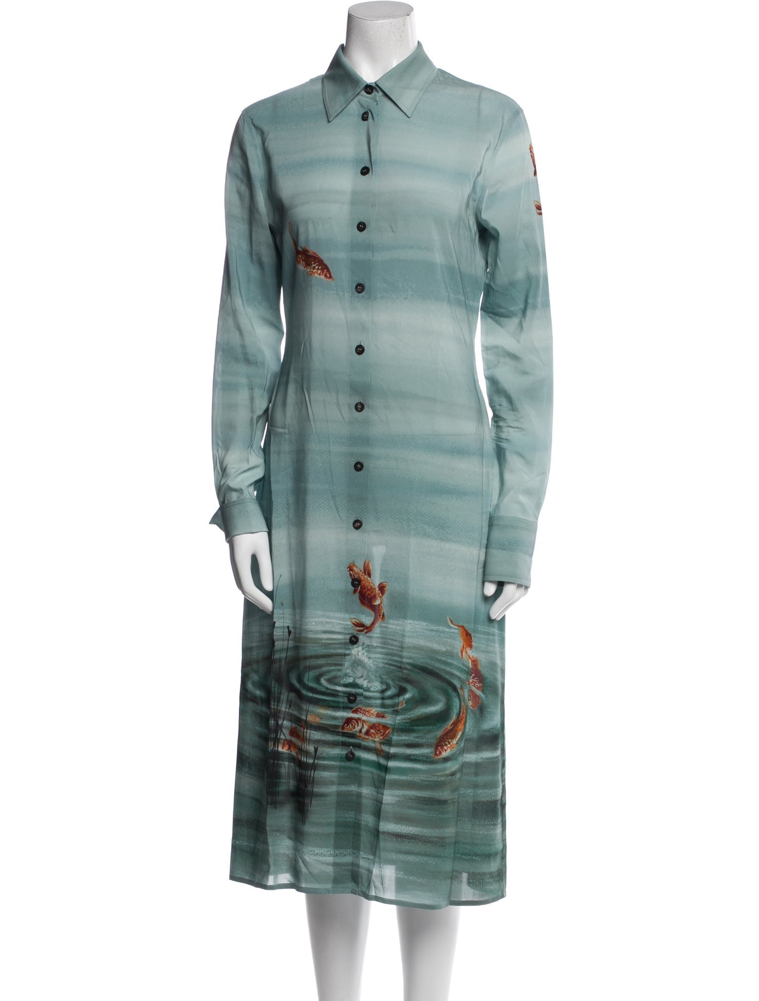 Ferragamo Tie-Dye Print Midi Length Dress