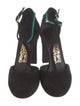 Ferragamo Suede Printed T-Strap Pumps