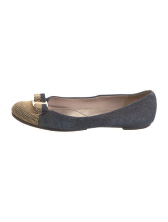 Ferragamo Denim Printed Ballet Flats