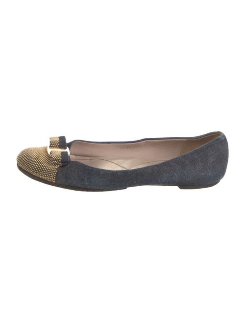 Ferragamo Denim Printed Ballet Flats