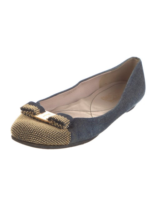 Ferragamo Denim Printed Ballet Flats