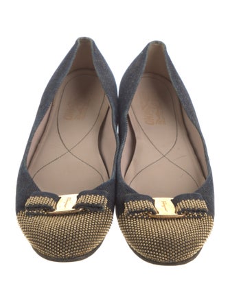 Ferragamo Denim Printed Ballet Flats