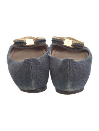 Ferragamo Denim Printed Ballet Flats