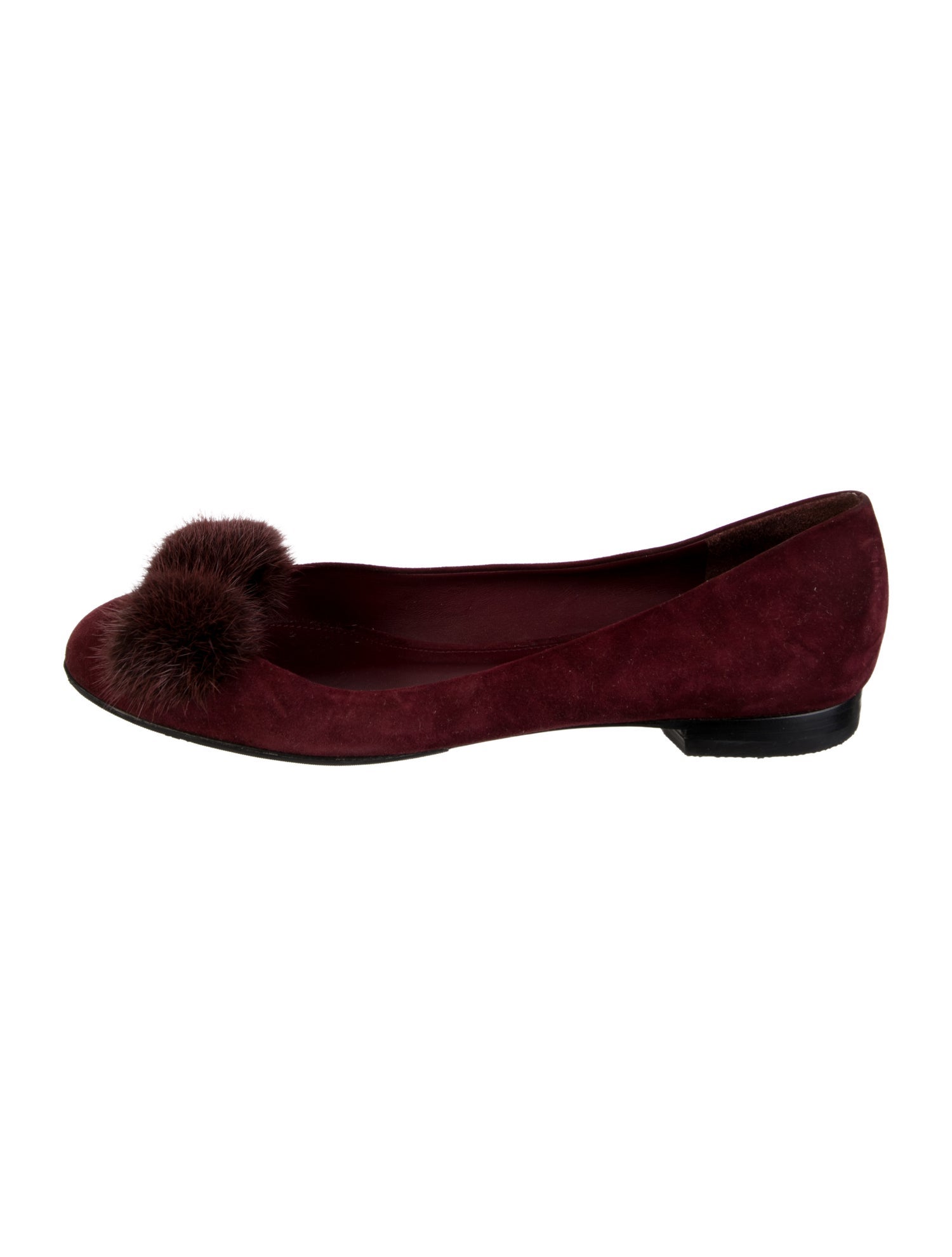 Ferragamo Suede Faux Fur Trim Flats