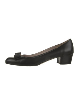 Ferragamo Leather Grosgrain Trim Pumps