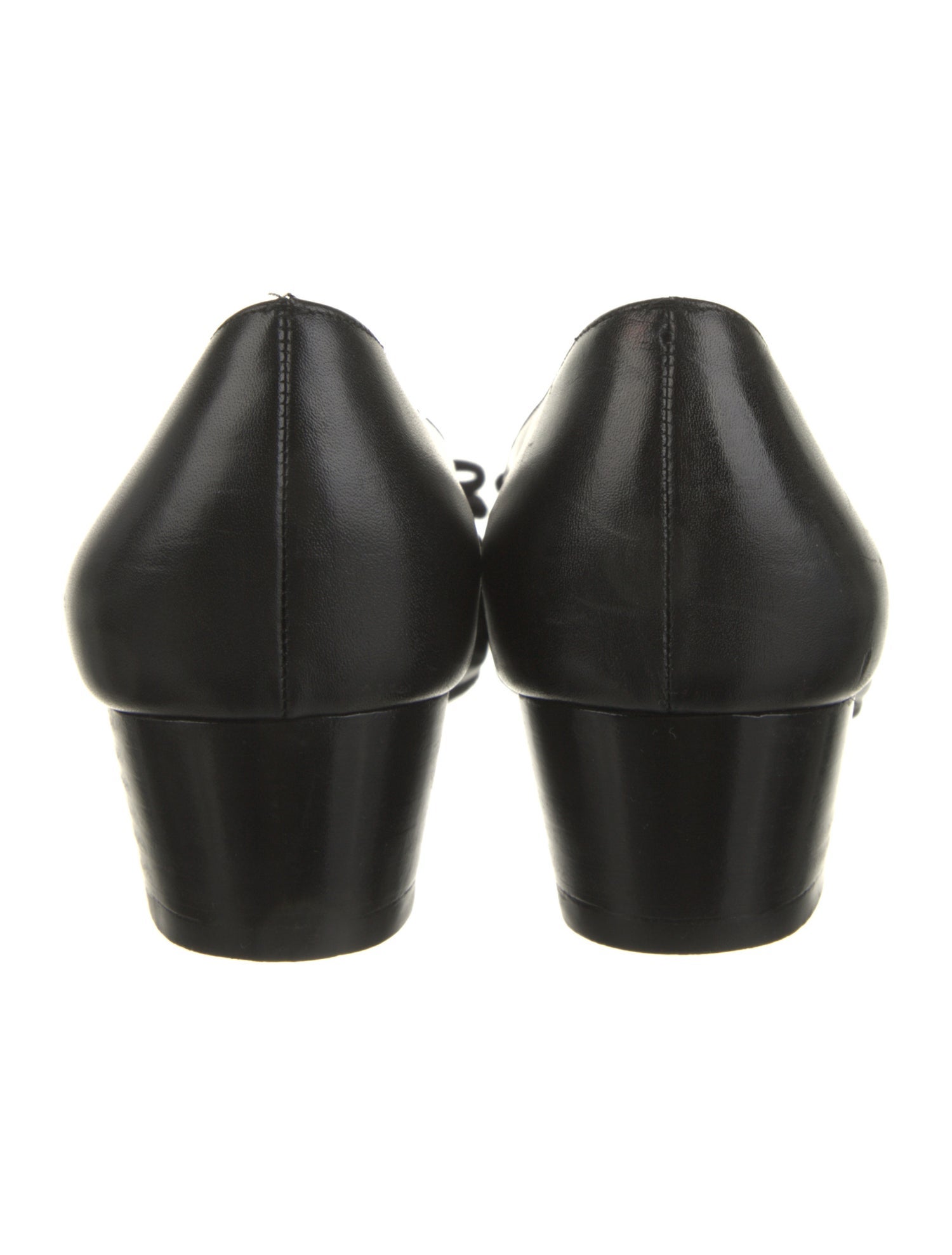 Ferragamo Leather Grosgrain Trim Pumps