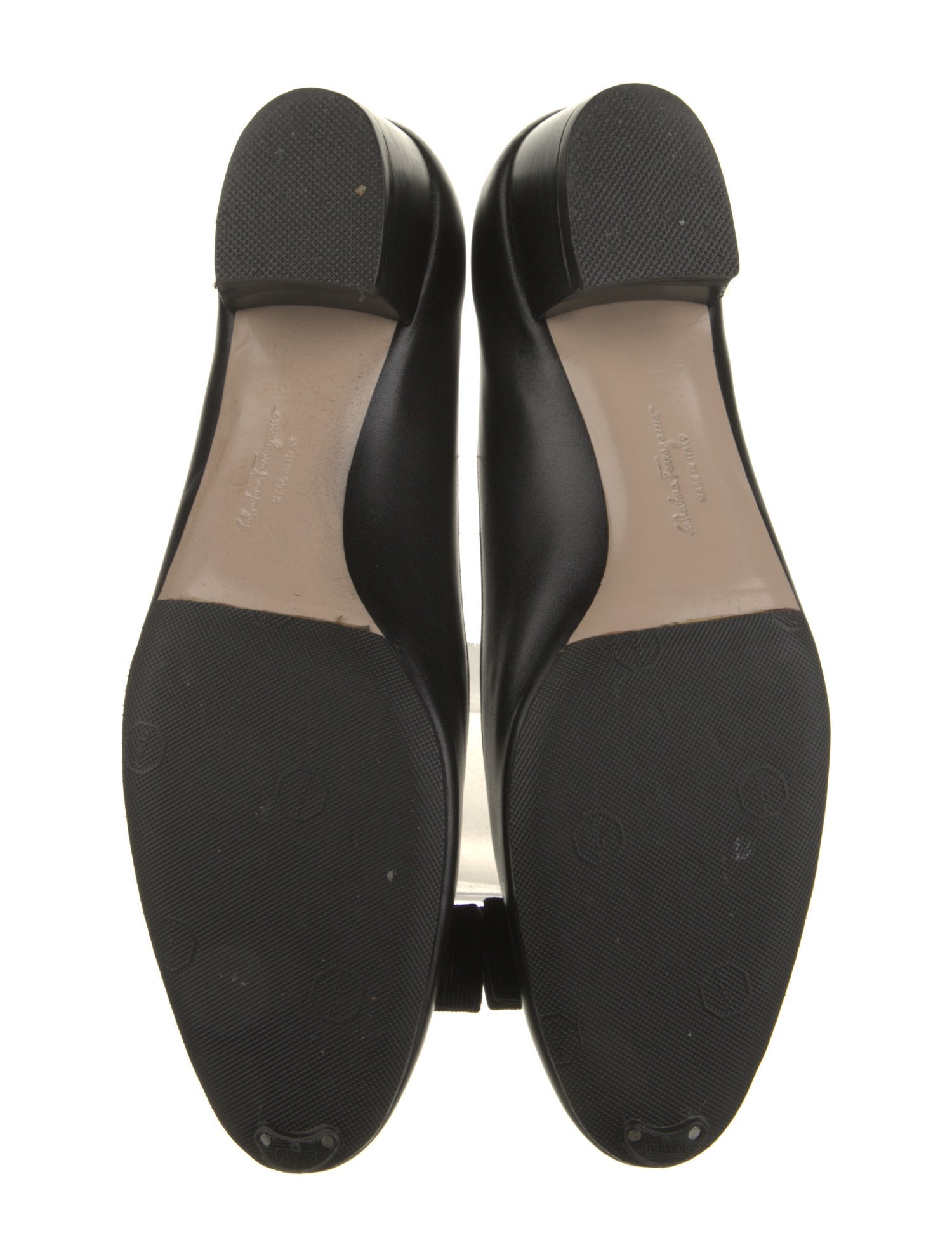 Ferragamo Leather Grosgrain Trim Pumps