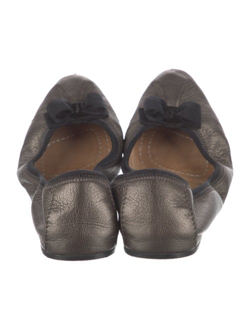 Ferragamo Leather Bow Accents Ballet Flats