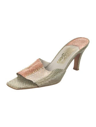 Ferragamo Snakeskin Animal Print Slides