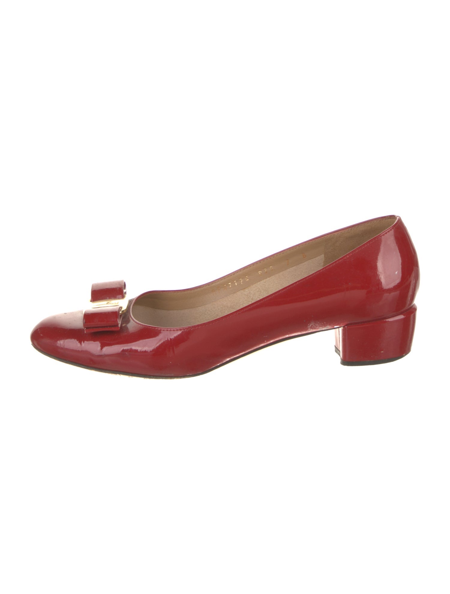Ferragamo Patent Leather Bow Accents Pumps