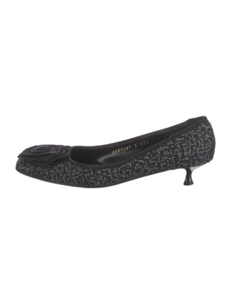 Ferragamo Tweed Printed Pumps