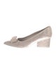 Ferragamo Suede Bow Accents Pumps