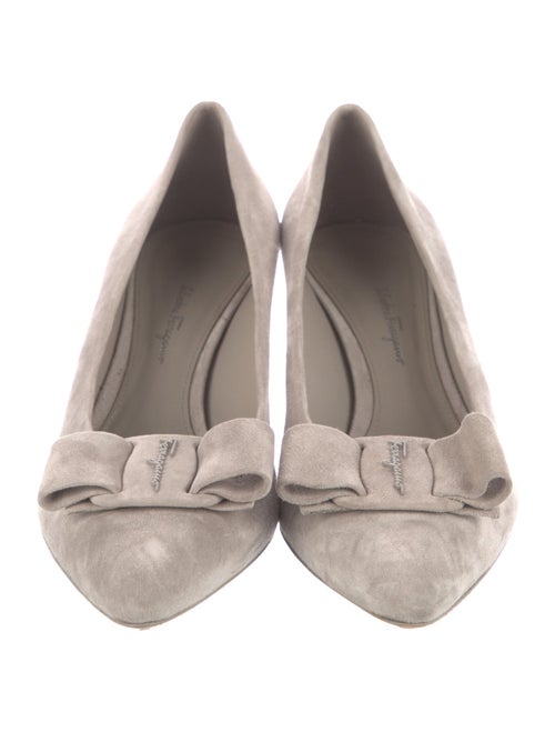 Ferragamo Suede Bow Accents Pumps