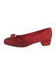 Salvatore Ferragamo Suede Bow Accents Ballet Flats
