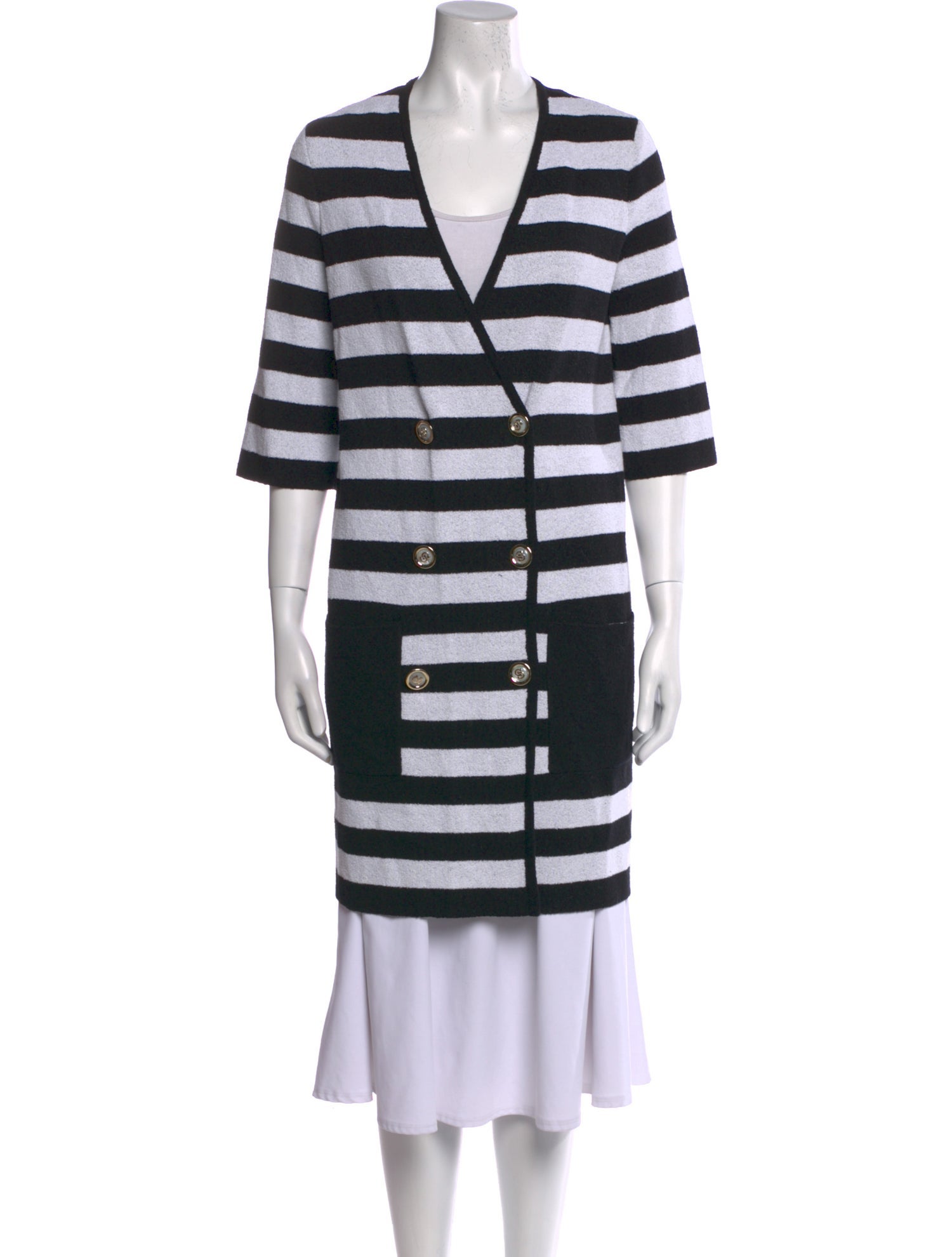 Ferragamo Striped V-Neck Sweater w/ Tags