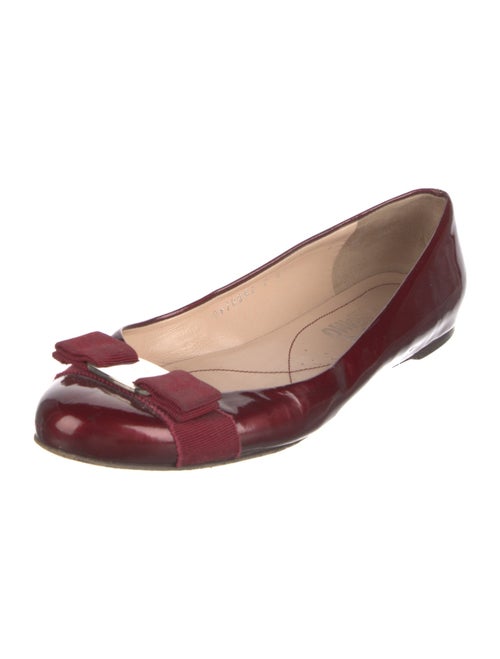 Ferragamo Vara Bow Accent Patent Leather Ballet Flats