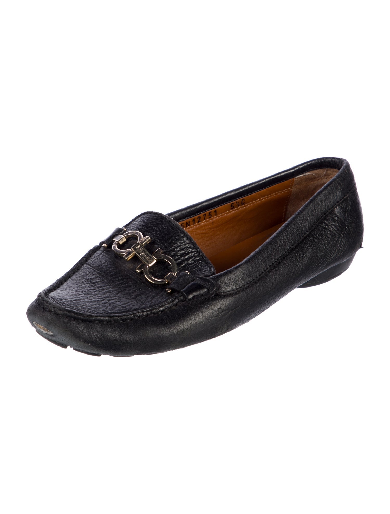 Ferragamo Gancini Logo Leather Loafers
