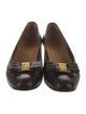 Ferragamo Vara Bow Accent Embossed Leather Pumps