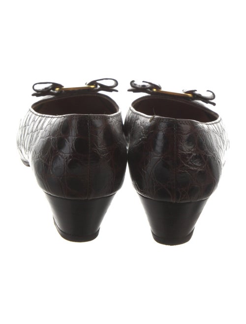 Ferragamo Vara Bow Accent Embossed Leather Pumps