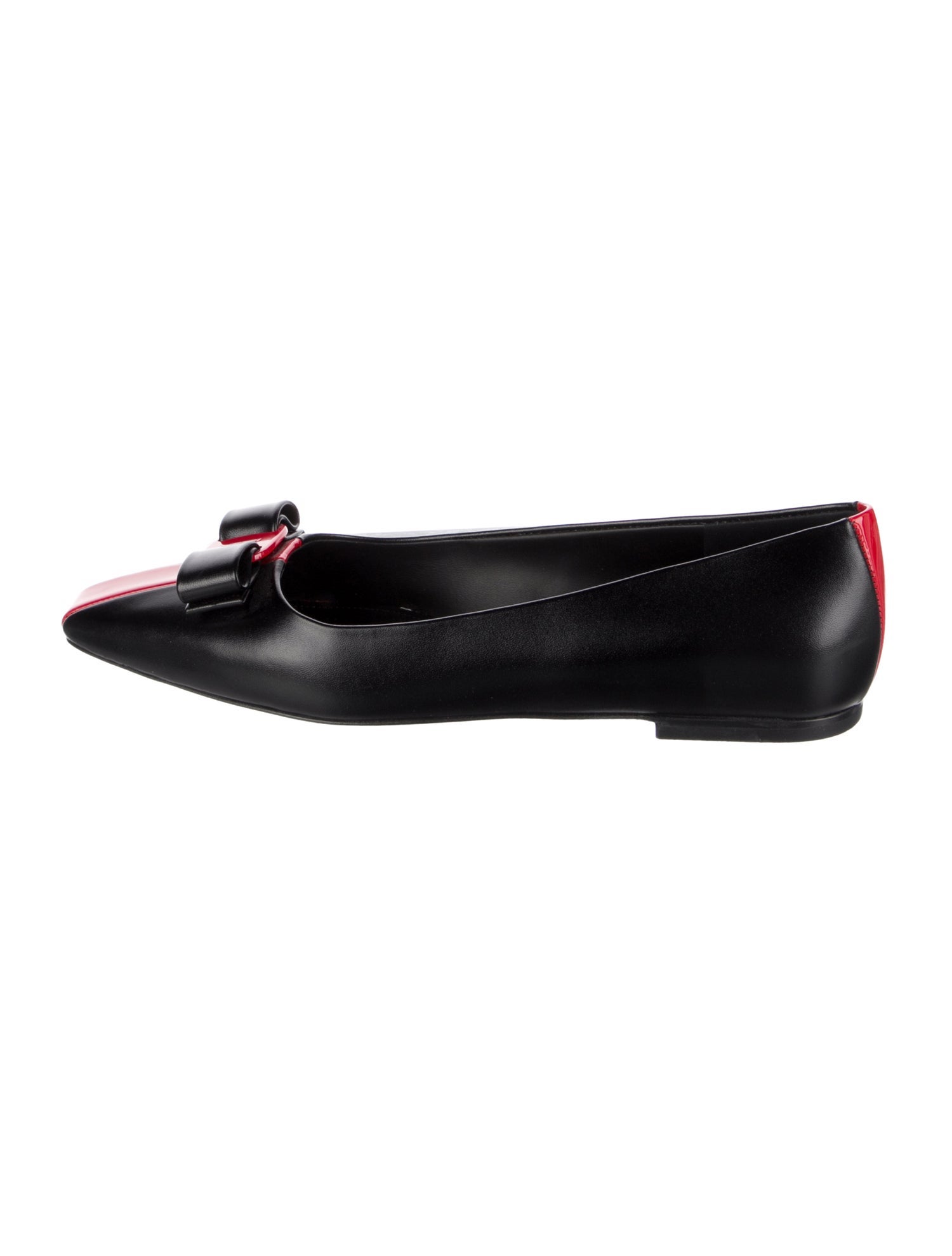 Ferragamo Leather Bow Accents Ballet Flats
