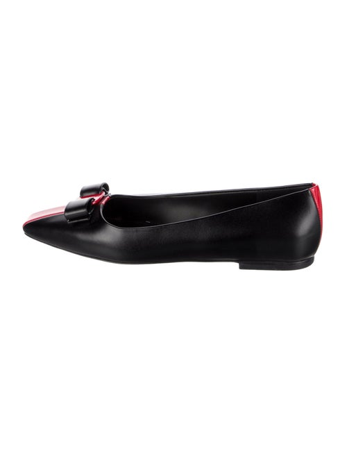 Ferragamo Leather Bow Accents Ballet Flats