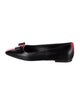 Ferragamo Leather Bow Accents Ballet Flats