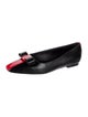 Ferragamo Leather Bow Accents Ballet Flats