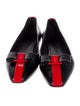 Ferragamo Leather Bow Accents Ballet Flats