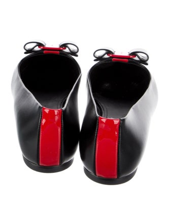 Ferragamo Leather Bow Accents Ballet Flats