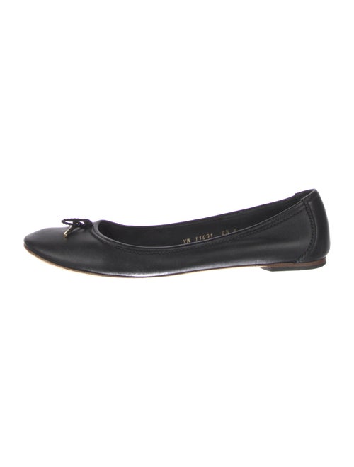 Ferragamo Leather Bow Accents Ballet Flats