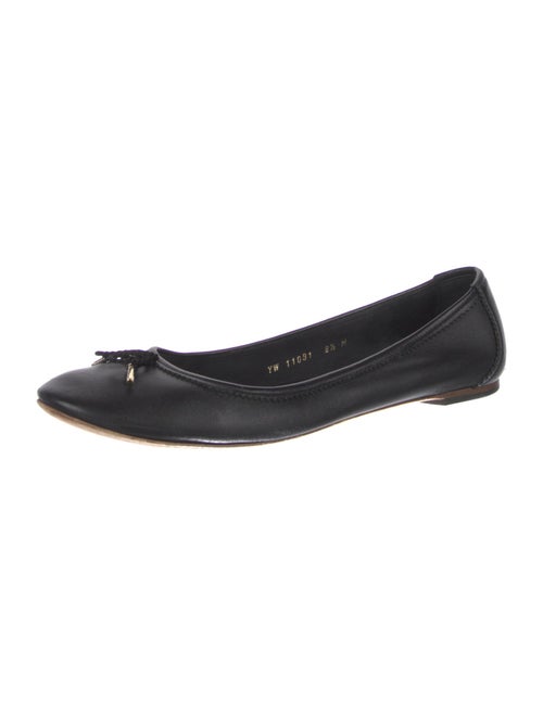Ferragamo Leather Bow Accents Ballet Flats
