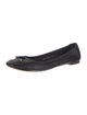 Ferragamo Leather Bow Accents Ballet Flats