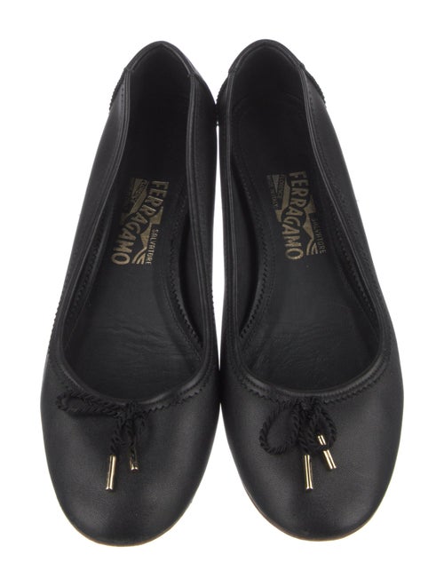 Ferragamo Leather Bow Accents Ballet Flats