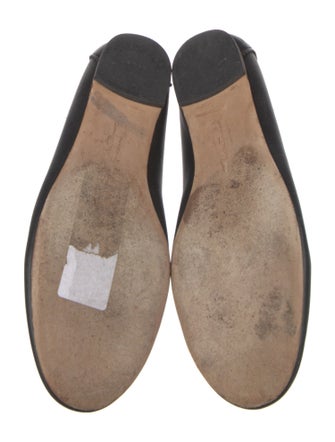 Ferragamo Leather Bow Accents Ballet Flats