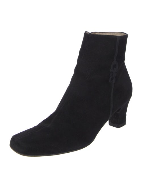 Ferragamo Suede Embroidered Accent Boots
