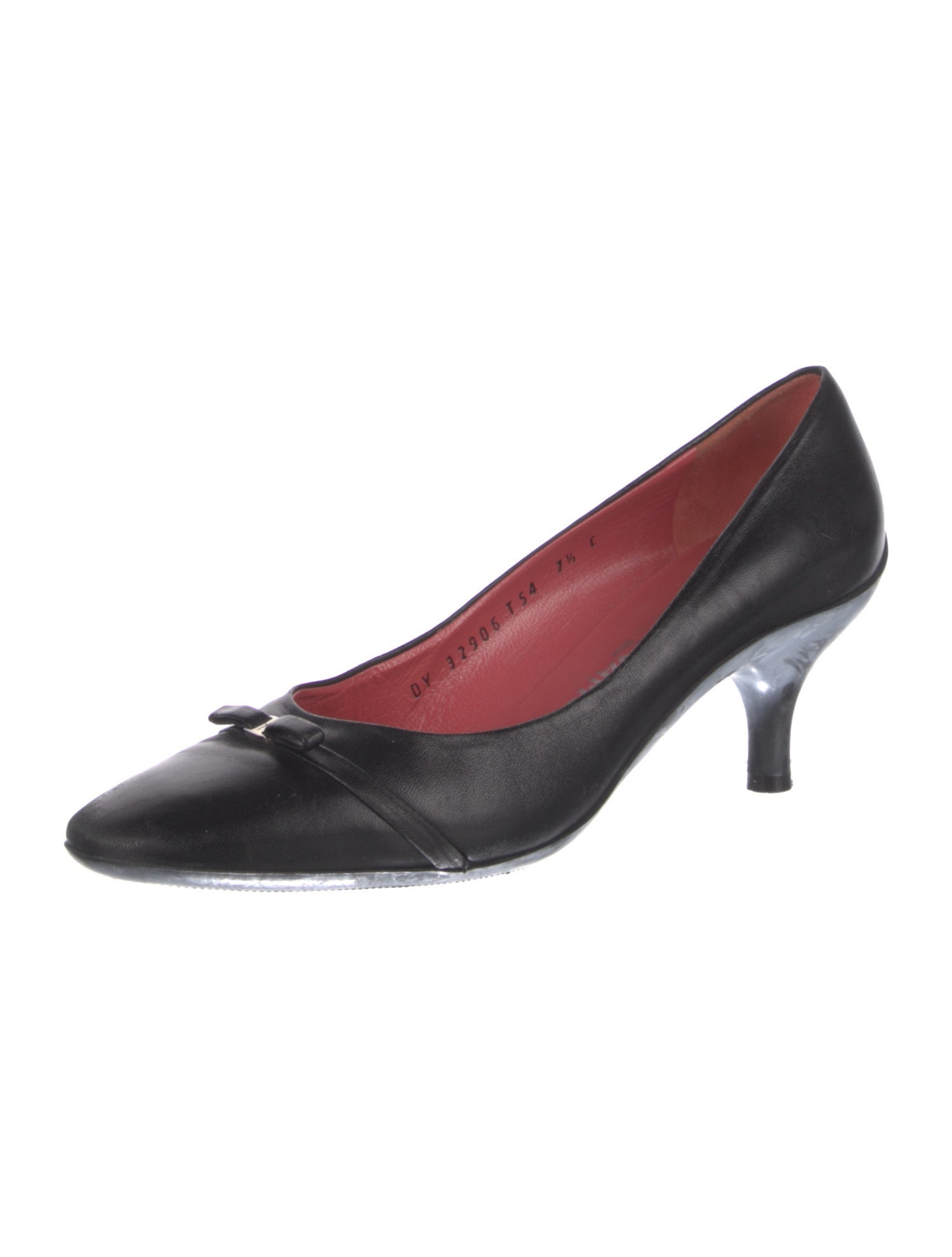 Salvatore Ferragamo Leather Bow Accents Pumps