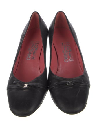 Salvatore Ferragamo Leather Bow Accents Pumps