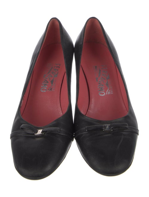 Salvatore Ferragamo Leather Bow Accents Pumps