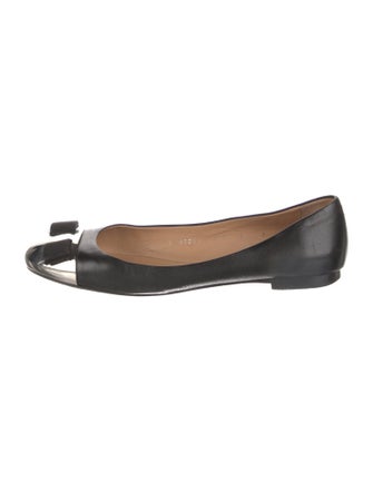 Ferragamo Vara Bow Accent Leather Flats